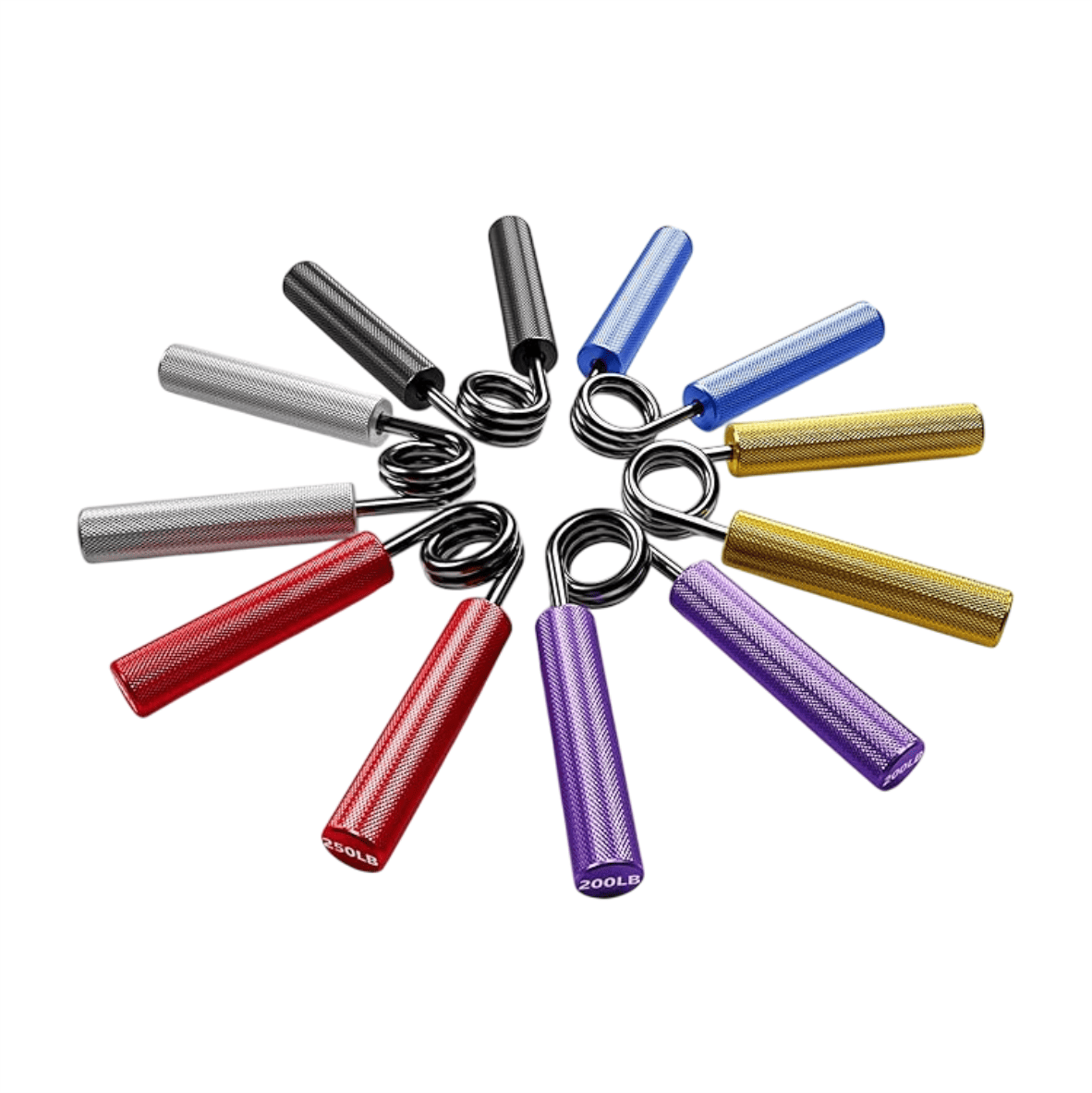 RNTV Professional Hand Gripper Set 6-Pack Color Coded (50-350lbs) - Metal Grip Strengthener Kit with Ergonomic Handles