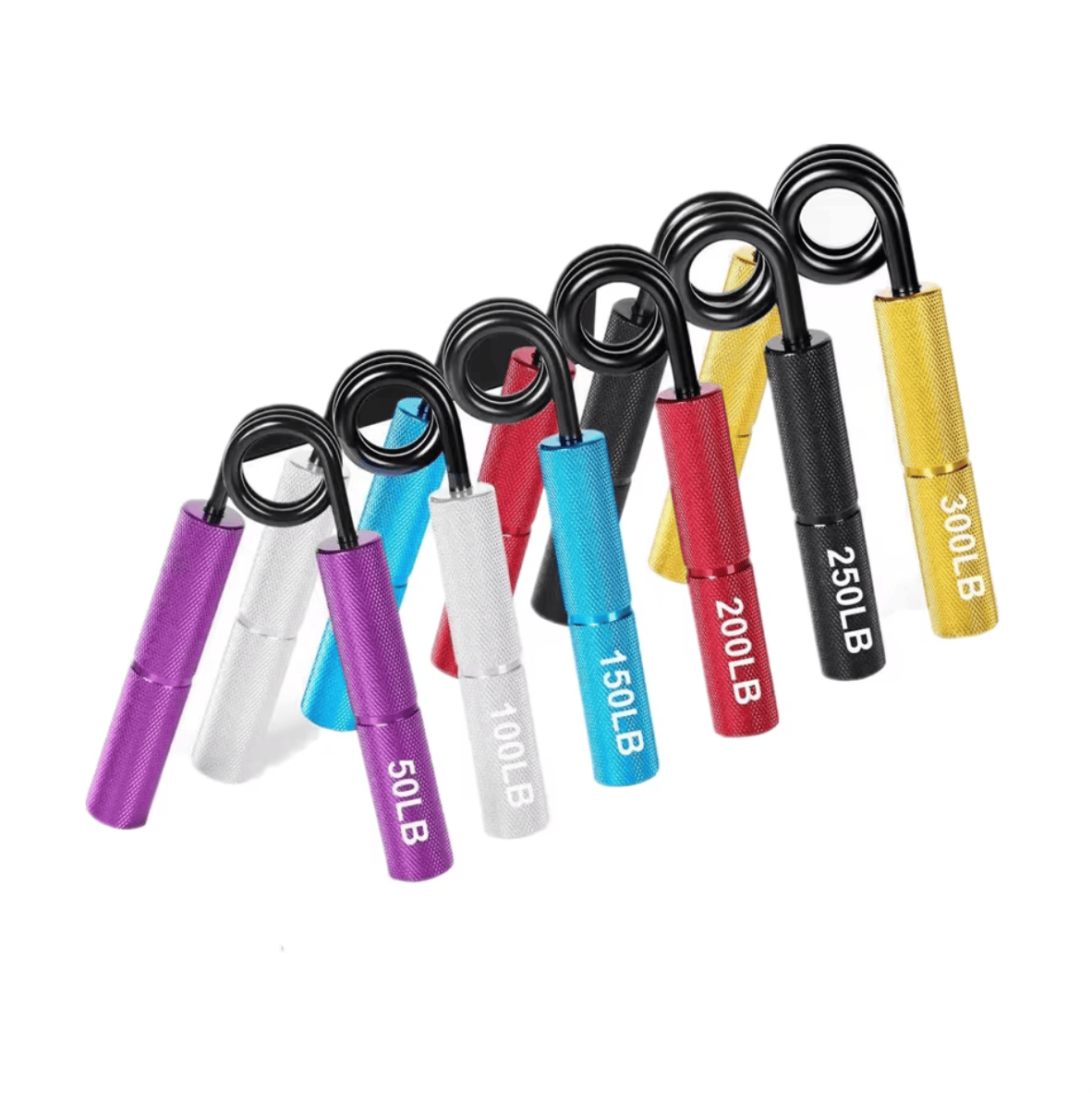 RNTV Professional Hand Gripper Set 6-Pack Color Coded (50-350lbs) - Metal Grip Strengthener Kit with Ergonomic Handles